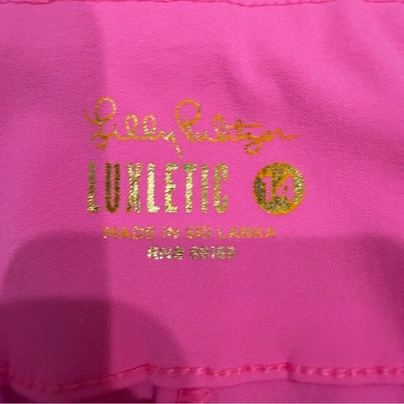Lilly Pulitzer Luxletic Bright Pink Pull On Stretch Pants 14 - Picture 3 of 11